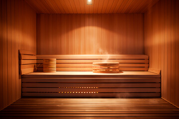 Classic Finnish sauna. Relaxation and spa treatments in a wooden sauna. Rest for soul and body.