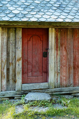 old red wooden door
