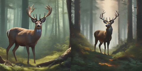 two deer in the forest