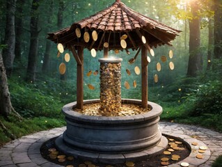 A Fountain With Coins In It