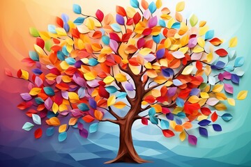 Tree with multicolor leaves.