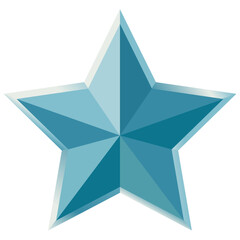 Blue 3D Star with gradient stroke. Vector illustration