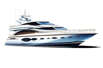 Luxury yacht isolated on white background.