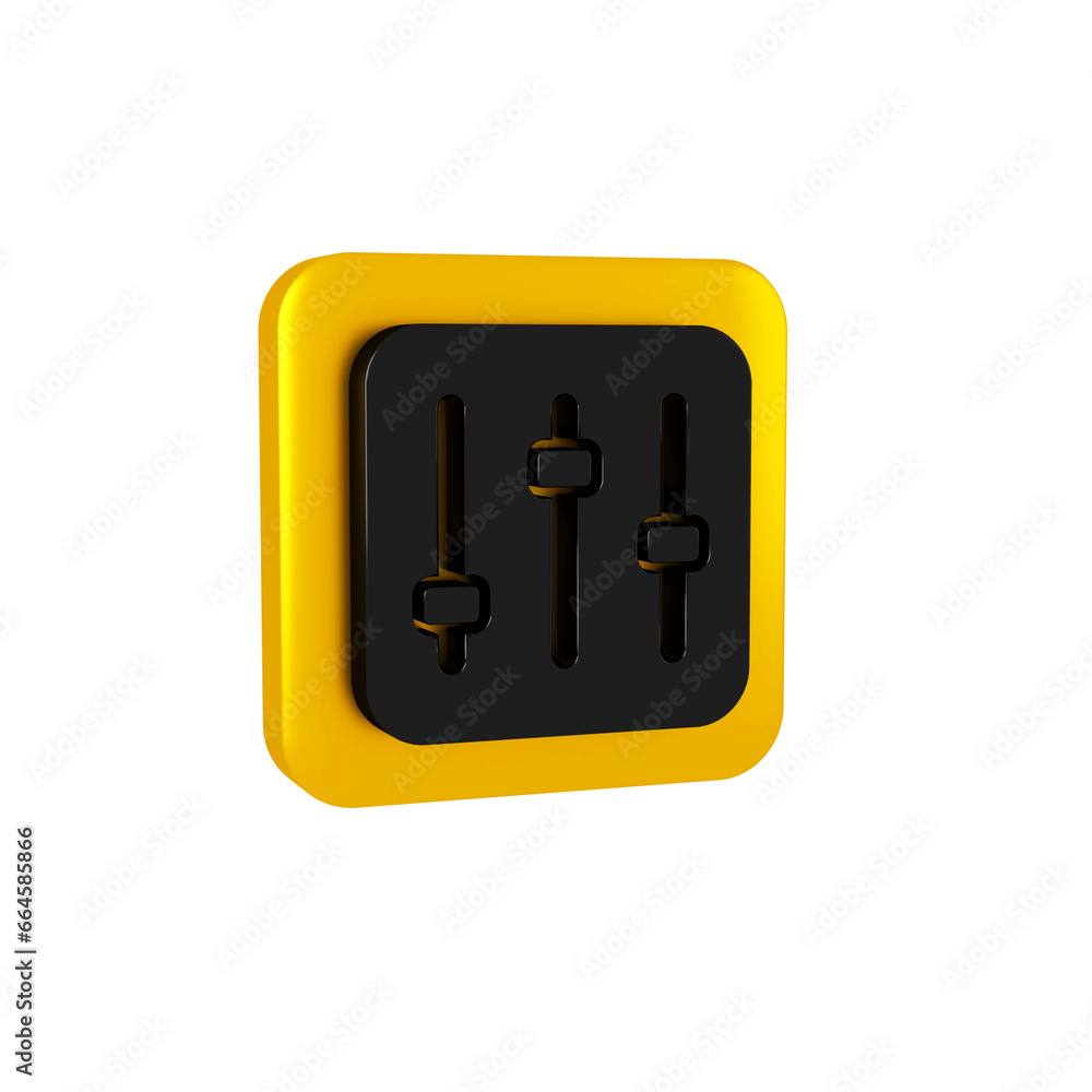 Poster black sound mixer controller icon isolated on transparent background. dj equipment slider buttons. m