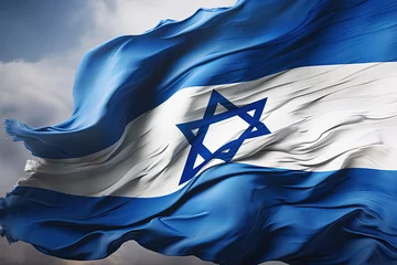 Fotobehang National flag of Israel, war conflict. © Bargais