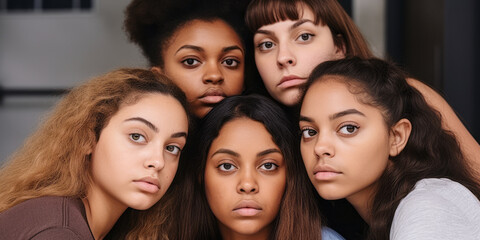 Obraz premium Portrait of Young Adult Women: A Tapestry of Racial Diversity