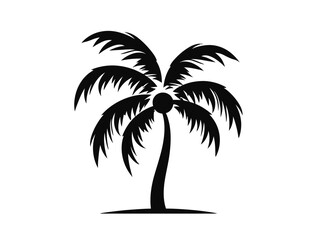 Doodle Palm tree silhouette, cartoon sticker, sketch, vector, Illustration, minimalistic