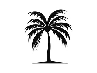 Doodle Palm tree silhouette, cartoon sticker, sketch, vector, Illustration, minimalistic