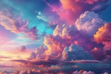Colorfull Sky Clouds Backgrounds, Sky Clouds Backgrounds, Generative Ai - obrazy, fototapety, plakaty
