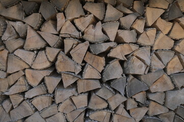 Firewood near the wall for the fireplace