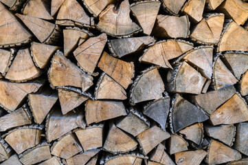Firewood near the wall for the fireplace