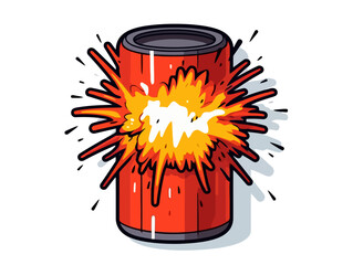 Doodle Explosive Barrel, cartoon sticker, sketch, vector, Illustration, minimalistic