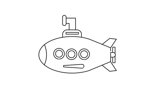 Animation forms a submarine sketch icon