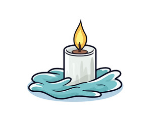 Doodle Candle with light rays, cartoon sticker, sketch, vector, Illustration, minimalistic