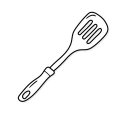 Grill spatula vector icon in doodle style. Symbol in simple design. Cartoon object hand drawn isolated on white background.