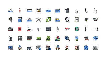 fishing icon set