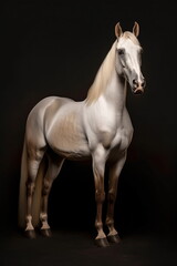 Elegant horse portrait. Horse on dark background.