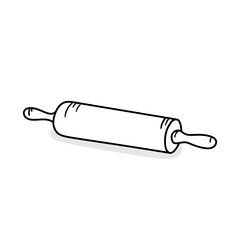 Rolling pin vector icon in doodle style. Symbol in simple design. Cartoon object hand drawn isolated on white background.