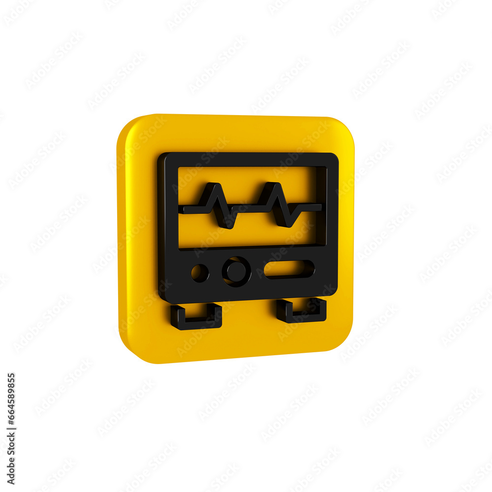 Poster black computer monitor with cardiogram icon isolated on transparent background. monitoring icon. ecg