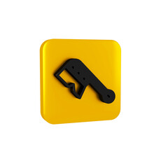 Black Beekeeping brush icon isolated on transparent background. Tool of the beekeeper. Yellow square button.