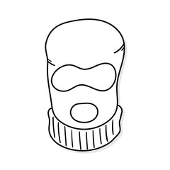 Balaclava vector icon in doodle style. Symbol pigskin in simple design. Cartoon object hand drawn isolated on white background.