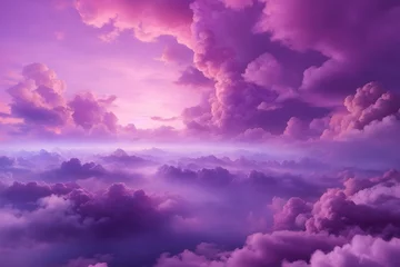 Tafelkleed Purple Sky Clouds Background, Purple Clouds Background, Generative Ai © firoz3344