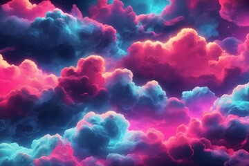 Neon Clouds Background, Clouds Background, Generative Ai