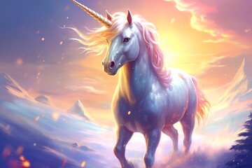 Naklejka na ściany i meble Beautiful unicorn with light colors.