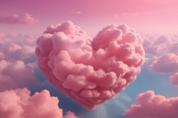 Pink Clouds Heart Background,  Clouds Heart Background, Generative Ai