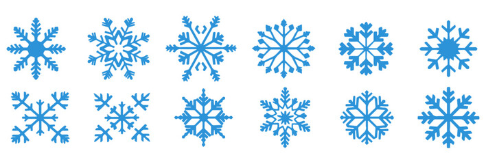 Winter Snowflakes Icons and Snow Illustration Symbol Graphic: A Snowflake Vector and Christmas Silhouette Icon - isolated on transparent background, png