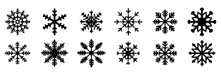 Snow Illustration Symbol Graphic: A Snowflake Vector, Christmas Silhouette Icon and Winter Snowflakes Icons - isolated on transparent background, png