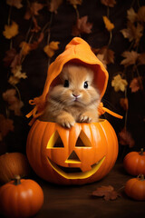 Naklejka premium Halloween pumpkin animal