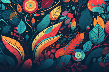 Ornate floral background in doodle style. Hand drawn vector illustration.