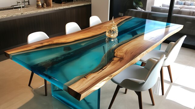 nice modern cool epoxy resin dining table
