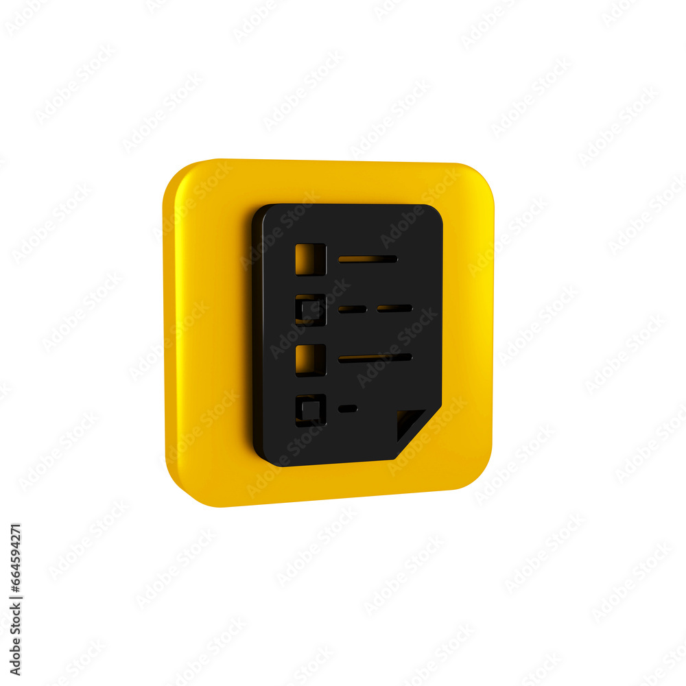 Poster black clipboard with checklist icon isolated on transparent background. control list symbol. survey 