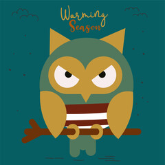 Warming Season  Illustration with Owl and Sweater