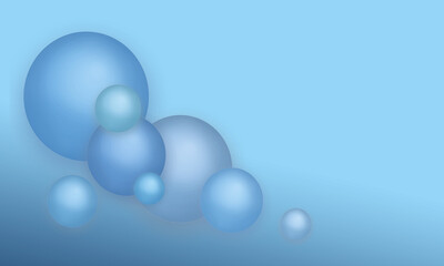 colored volumetric bubbles on a blue background