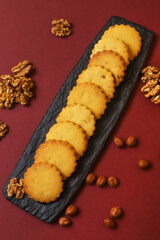 Classic cookies with hazelnuts. Close-up	