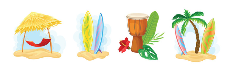 Hawaiian Composition with Bright Exotic Attribute Vector Set © Happypictures
