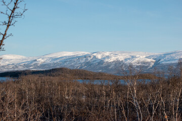 Fototapeta na wymiar Winter landscape in Lapland, Abisko National Park, Abisko, Sweden