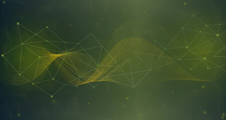 background with grid and geometric shapes. Panoramic abstract dot and triangle connection background.
Digital futuristic texture with volumetric figures