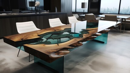 large modern, cool epoxy resin table