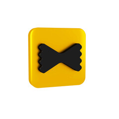 Black Macaroni icon isolated on transparent background. Italian cuisine. Yellow square button.