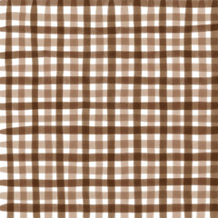Brown Beige Gingham Check Hand Drawn Background