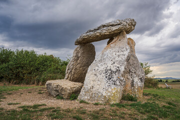 Dolmen of Sorginetxe funerary monument from the year 2500 BC, Salvatierra/Agurain, Alava, Basque Country, Spain