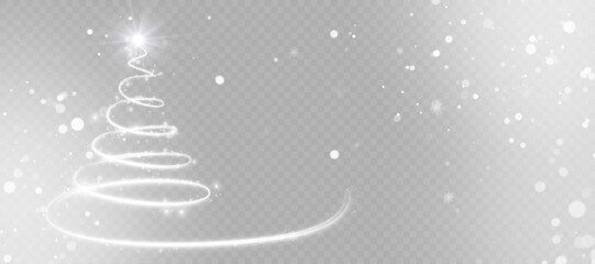 Glittery vector illustration of a Christmas tree with bokeh highlights and sparkles