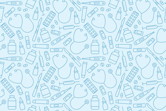 health care, medicine, doctor seamless pattern with medical related icons - vector illustration