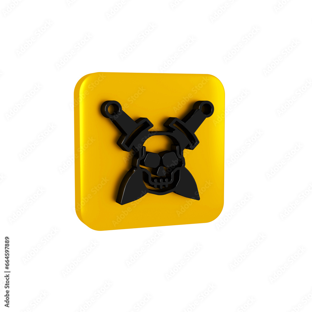 Poster black crossed medieval sword with skull icon isolated on transparent background. medieval weapon. ye