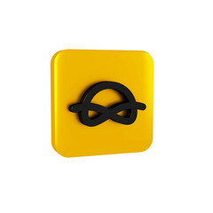 Black Nautical rope knots icon isolated on transparent background. Rope tied in a knot. Yellow...