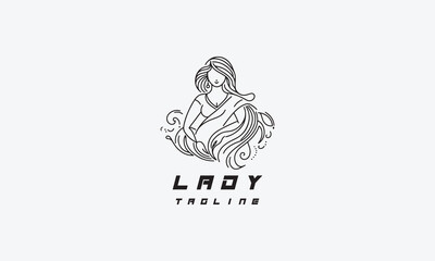 Women, lady minimalistic and line-art vector logo icon illustration design